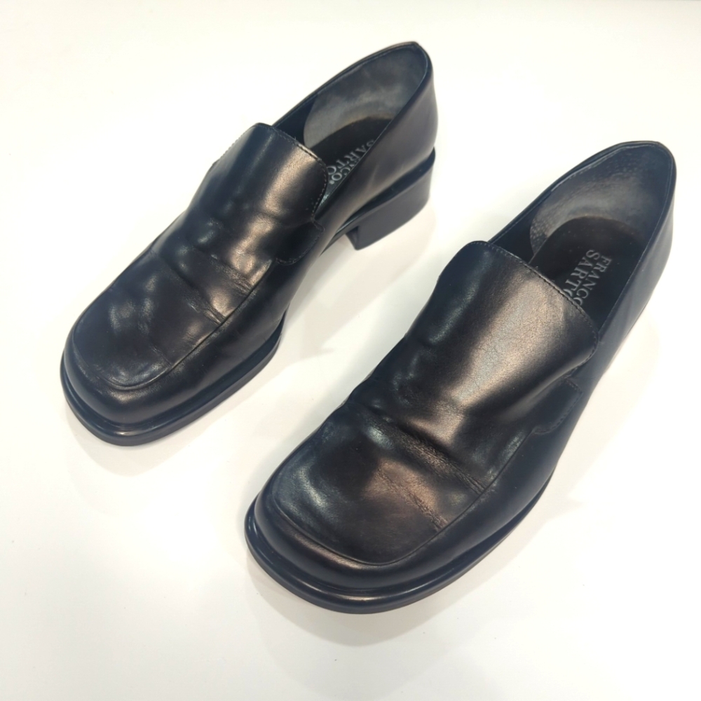 Women's Franco Sarto Leather Black Boca Loafers Size 9M